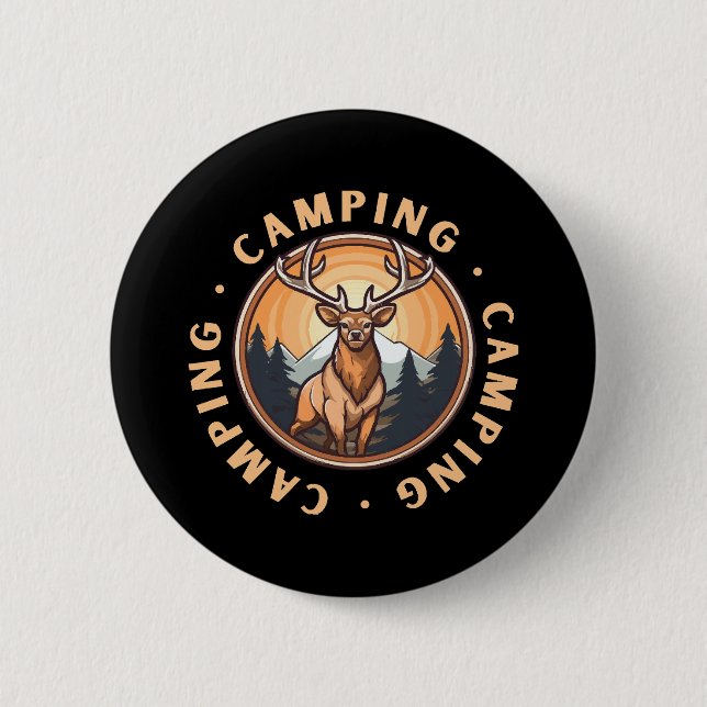 Macaron Rond 5 Cm Cerf - Faune - Camping (Devant)