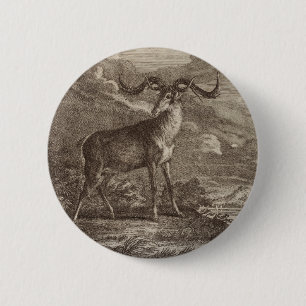Macaron Rond 5 Cm Cerf rouge mâle et jeune