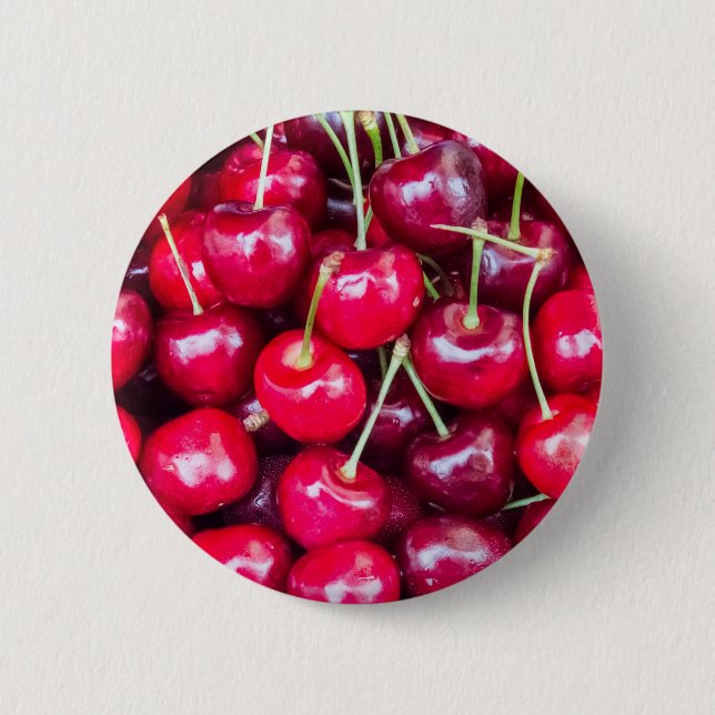 Macaron Rond 5 Cm Cerises mûres fraîches (Devant)