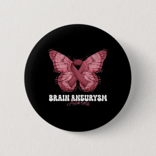Macaron Rond 5 Cm Cerveau Aneurysme Mois de sensibilisation Burgundy