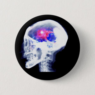 Macaron Rond 5 Cm Cerveau de cyborg