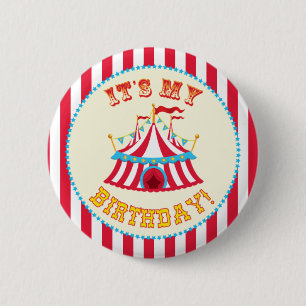 Macaron Rond 5 Cm "C'est bouton de cirque de mon anniversaire"