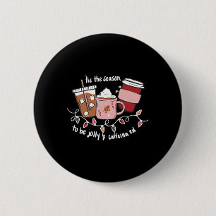 Macaron Rond 5 Cm C'est la saison d'être joyeux et caféiné Noël