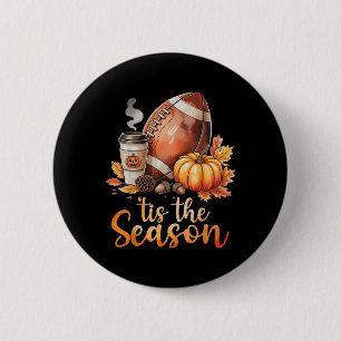 Macaron Rond 5 Cm C'Est La Saison Football Citrouille Épice Automne