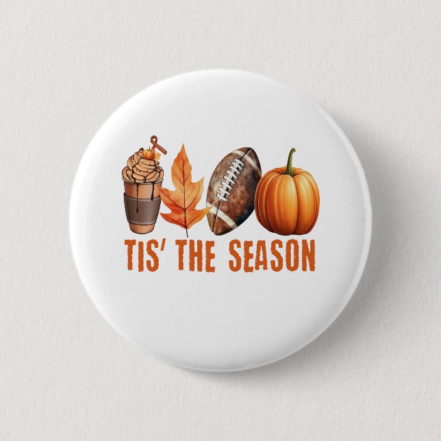 Macaron Rond 5 Cm C'Est La Saison Thanksgiving Citrouille (Devant)