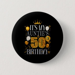 Macaron Rond 5 Cm C'est l'anniversaire de ma tante de 50 ans Joyeux