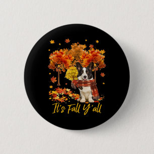 Macaron Rond 5 Cm C'est l'automne Y'all Welsh Corgi Dog Tree Citroui