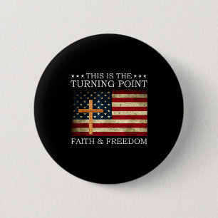 Macaron Rond 5 Cm C'est le tournant Foi chrétienne patriotique