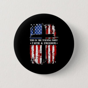 Macaron Rond 5 Cm C'est le tournant Foi chrétienne patriotique