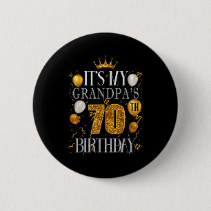 Macaron Rond 5 Cm C'est les 70 ans de mon grand-père Joyeux Annivers