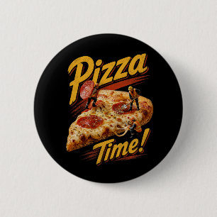 Macaron Rond 5 Cm C'est l'heure de la pizza !