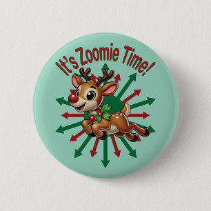 Macaron Rond 5 Cm C'est l'heure de Zoomie ! Les rennes de Noël