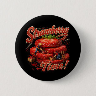 Macaron Rond 5 Cm C'est l'heure des fraises !