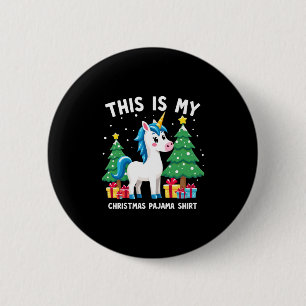 Macaron Rond 5 Cm C'est ma chemise de pyjama de Noël Licorne Xmas PJ