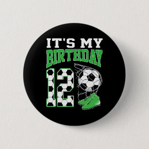 Macaron Rond 5 Cm C'est ma fête d'anniversaire de football de 12 ans