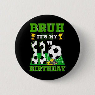 Macaron Rond 5 Cm C'est mon 11e anniversaire garçon Thème de foot 
