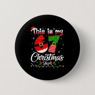 Macaron Rond 5 Cm C'est mon 67 Pyjama de Noël drôle Xmas 6 7 Mème
