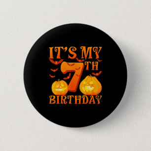 Macaron Rond 5 Cm C'est mon 7e anniversaire Citrouilles 7 ans Hallow