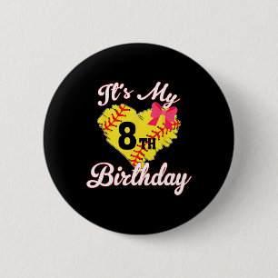 Macaron Rond 5 Cm C'est mon 8ème anniversaire Softll fille 8 ans