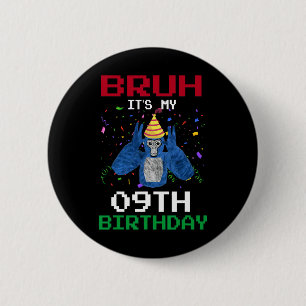Macaron Rond 5 Cm C'est mon 9e anniversaire 9 ans drôle gorille Vid