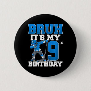 Macaron Rond 5 Cm C'est mon 9e anniversaire de hockey sur glace 9 an