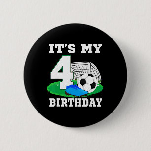 Macaron Rond 5 Cm C'est mon anniversaire de 4 ans garçon de football