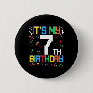 Macaron Rond 5 Cm C'est mon anniversaire de 7 ans Gamer Enfants Jeu