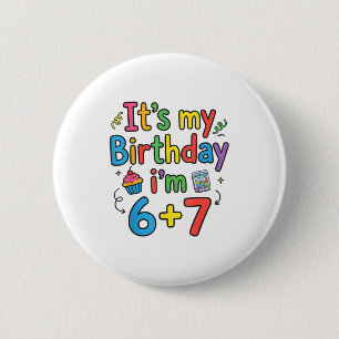 Macaron Rond 5 Cm C'est mon anniversaire je suis 6 7 six sept adoles