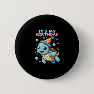 Macaron Rond 5 Cm C'est mon anniversaire Mignonne Tortue de mer Océa