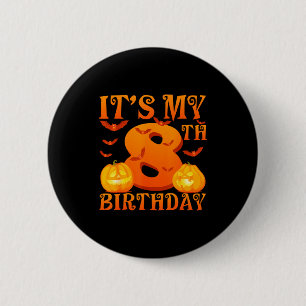 Macaron Rond 5 Cm C'est mon anniversaire pour mes 8 ans Citrouilles