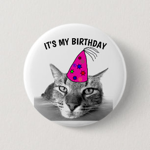 MACARON ROND 5 CM C'EST MON CHAT D'ANNIVERSAIRE