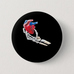 Macaron Rond 5 Cm C'Est Mon Coeur - Squelette Mains Coeurs