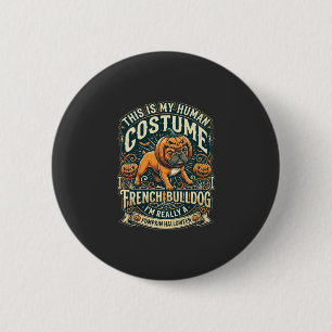 Macaron Rond 5 Cm C'est Mon Costume Humain French Bulldog Pumpkin Ha