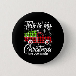 Macaron Rond 5 Cm C'Est Mon Film De Noël Regardant Chemise Plaid Re