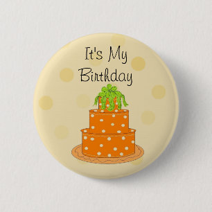 Macaron Rond 5 Cm C'est mon gâteau d'anniversaire orange
