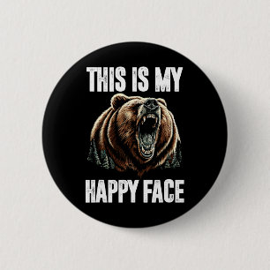 Macaron Rond 5 Cm C'Est Mon Joyeux Visage Ours Drôle Grizzly Forêt H