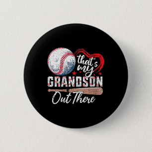 Macaron Rond 5 Cm C'est mon petit-fils là-bas Baseball Grand-mère fé
