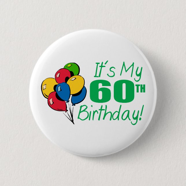 Macaron Rond 5 Cm C'est mon soixantième anniversaire (les ballons) (Devant)