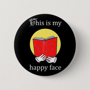 Macaron Rond 5 Cm C'est mon visage heureux - Emoji lisant un livre