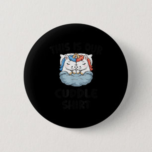 Macaron Rond 5 Cm C'est Notre T-Shirt Câlin Couple Licorne Mignon 