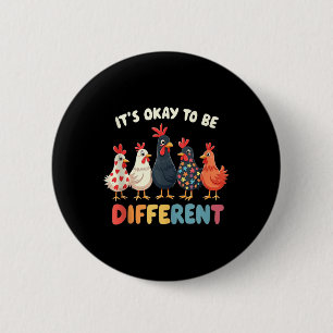 Macaron Rond 5 Cm C'est Ok D'être Différent Puzzle Mignon Poulet Aut