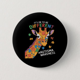 Macaron Rond 5 Cm C'Est Ok D'Être Un Peu Différent Autisme De Giraff