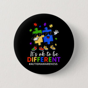 Macaron Rond 5 Cm C'Est Ok D'Être Un Peu Différent Puzzle Autism Awa
