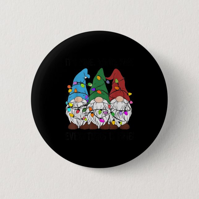 Macaron Rond 5 Cm C'est parfait Tout est beau Gnome Noël Lumière (Devant)