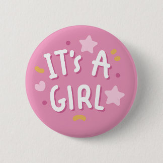 Macaron Rond 5 Cm C'est un bouton de fille