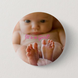 Macaron Rond 5 Cm C'est un bouton de fille avec un bébé mignon