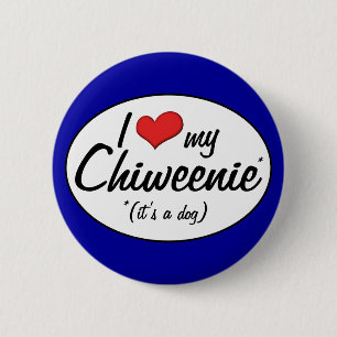 Macaron Rond 5 Cm C'est un chien ! J'aime mon Chiweenie