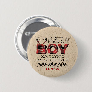 Macaron Rond 5 Cm C'est un garçon ! Baby shower de bûcheron rustique