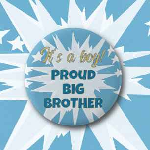 Macaron Rond 5 Cm C'est un garçon ! Fier Big Brother Button