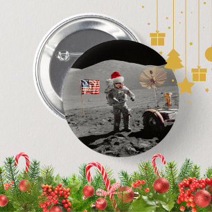 Macaron Rond 5 Cm C'est un petit pas pour Santa Apollo 17